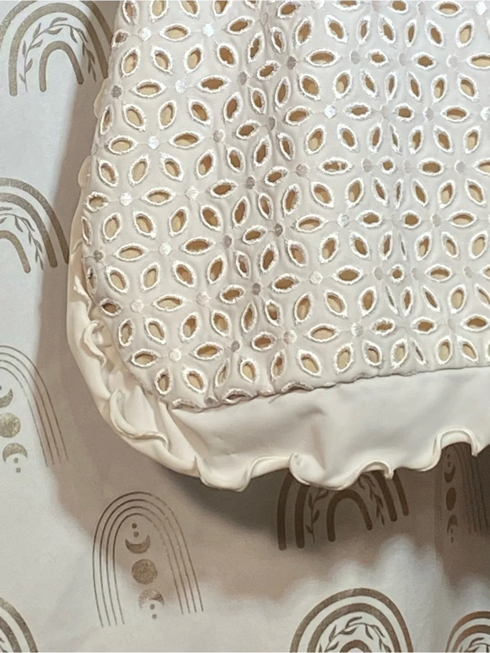 Women's Cream Eyelet Mini Skirt